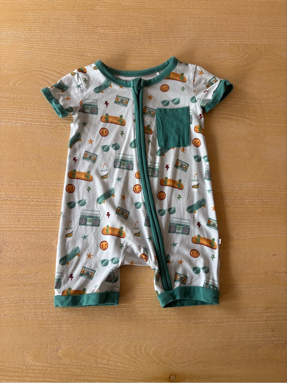 Emerson and Friends Bamboo Roll With It Skateboard Shortie Romper Size 6-12M